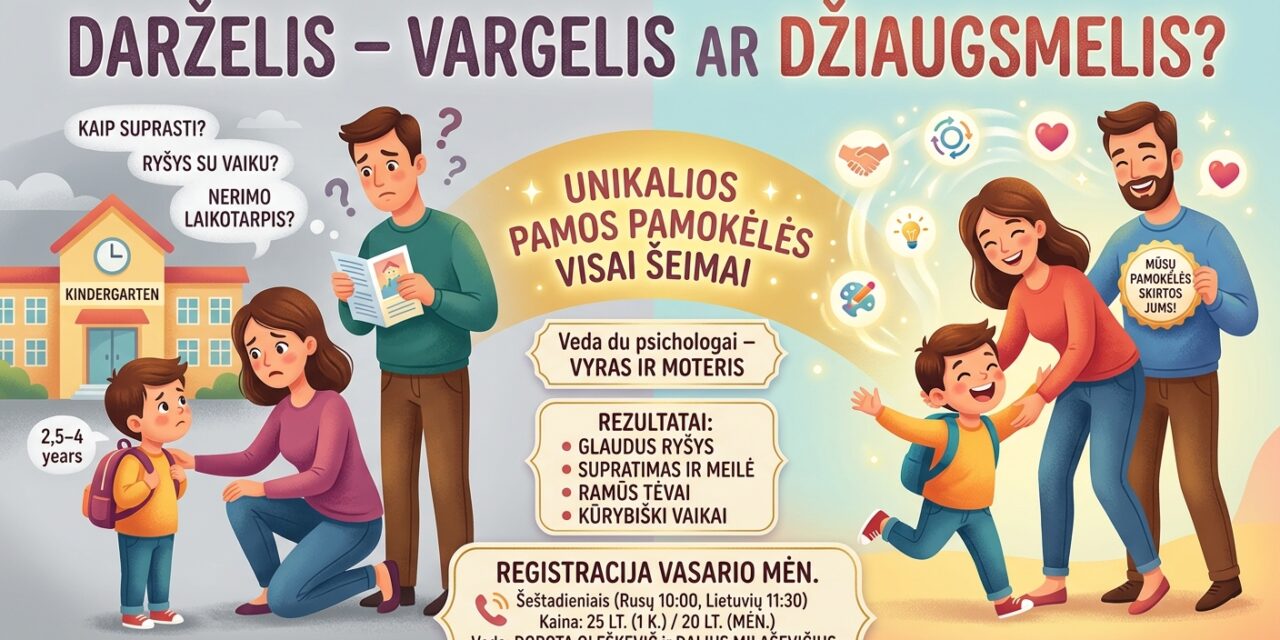 ADAPTACINĖS, PSICHOLOGINĖS ŠEIMOS PAMOKĖLĖS 2.5 – 4 METŲ VAIKAMS IR JŲ TĖVELIAMS